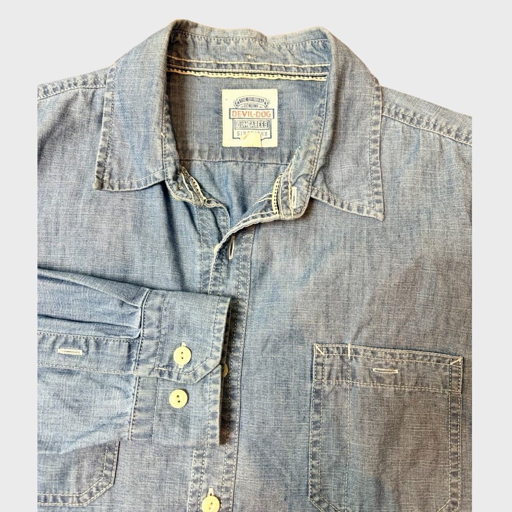 Devil Dog Dungarees Long Sleeve Shirt Button Up 100% Cotton Size L MSRP $79